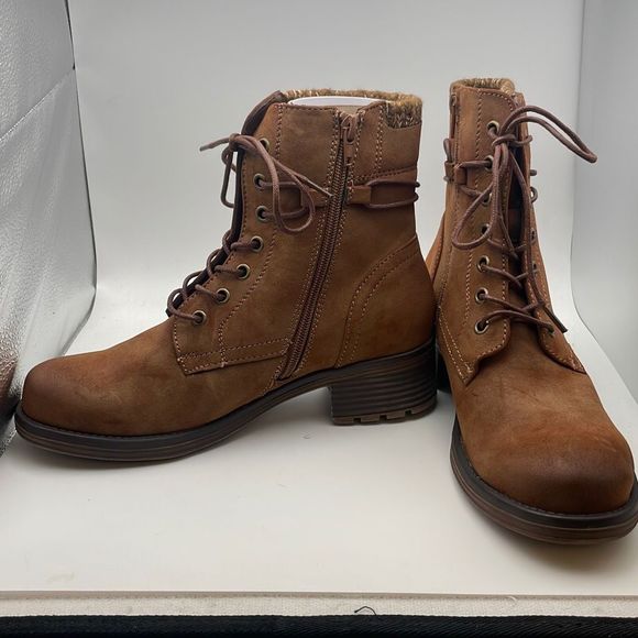 CUSHIONAIRE Women's Zipper Lace up boot +Memory Foam SIZE 7 BROWN - Picture 4 of 5